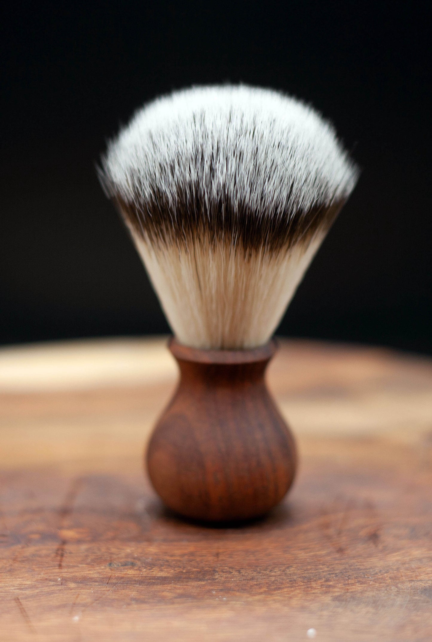 Australian handmade medium brown/red coloured timber handle Shave brush from Lupus Rex with synthetic knot