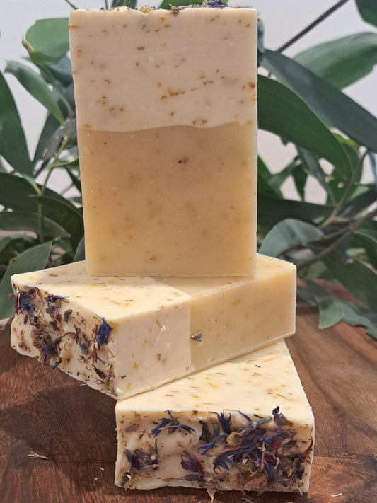 3 bars of soap with lavender, Chamomile and Sandalwood Oils
