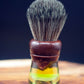 Archer shaving brush from Lupus Rex Australian handcrafted transparent yellow resin with brown faux timber resin top with synthetic knot 