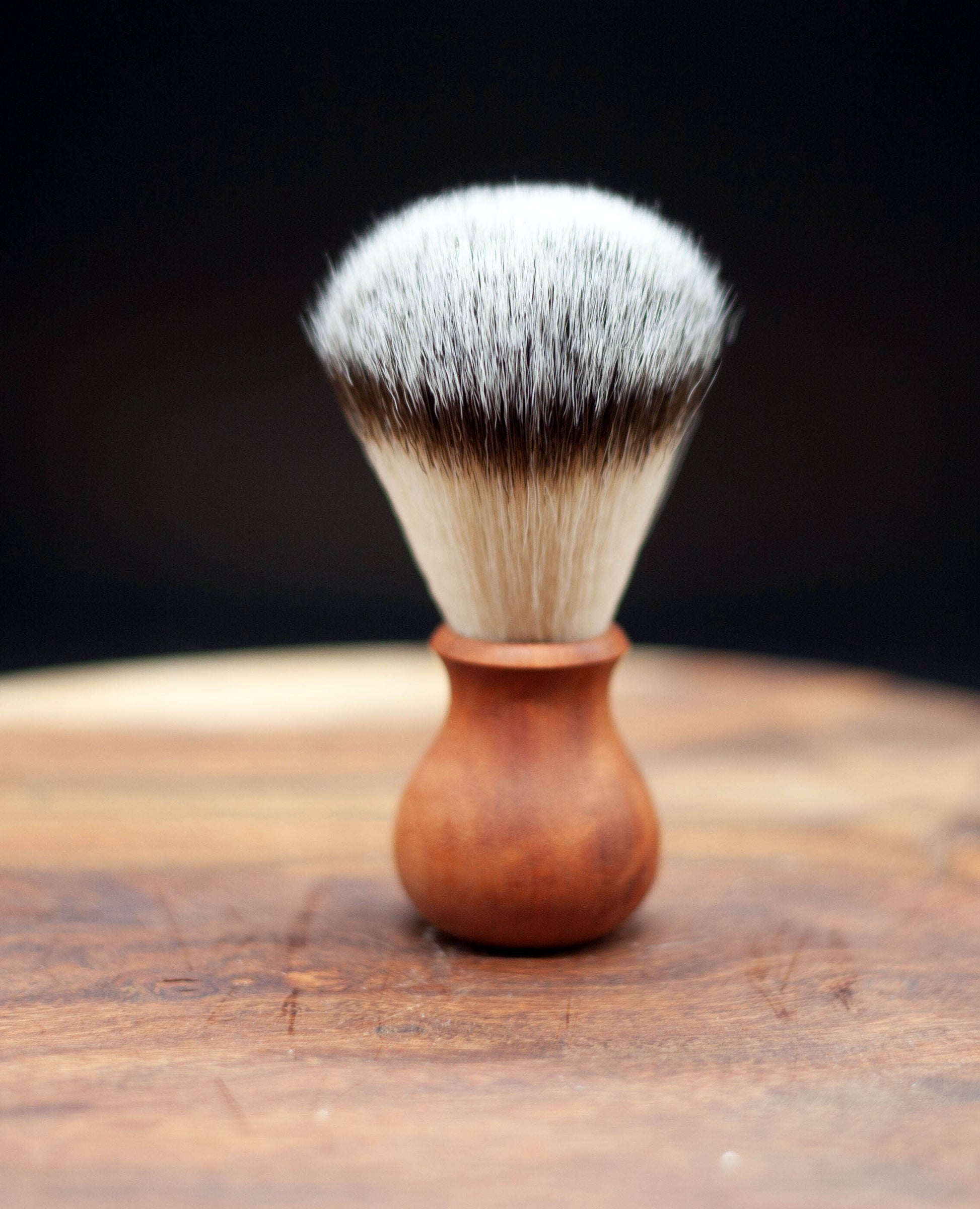Australian handmade light to medium brown coloured timber handle Shave brush from Lupus Rex with synthetic knot
