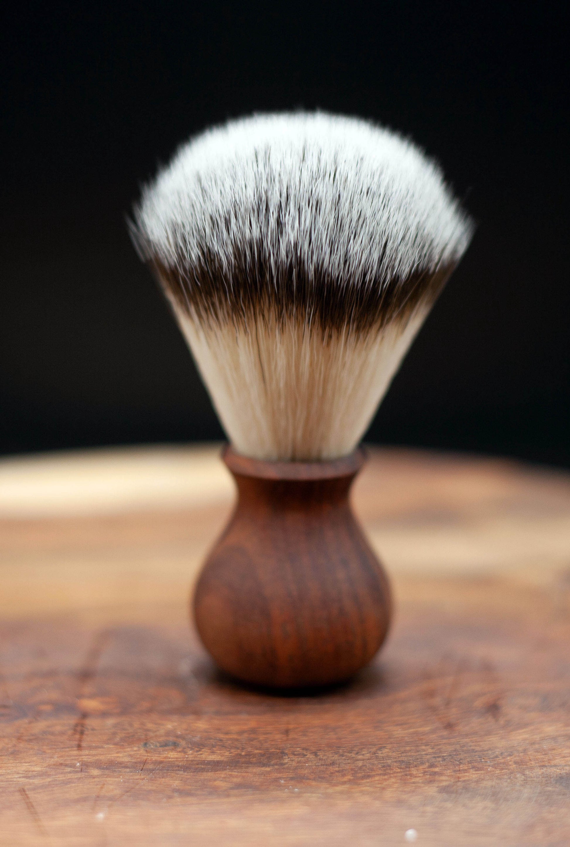 Australian handmade medium brown/red coloured timber handle Shave brush from Lupus Rex with synthetic knot