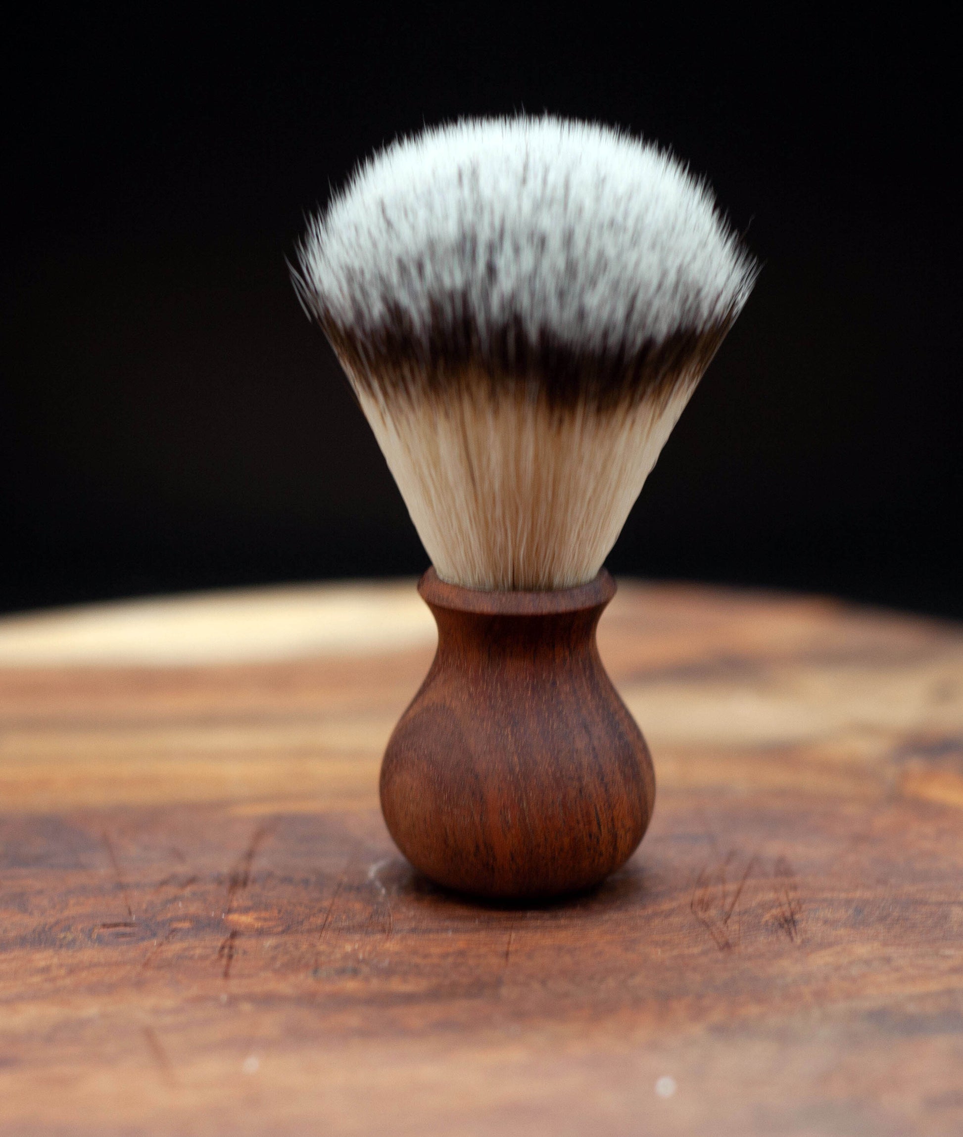Australian handmade medium brown/red coloured timber handle Shave brush from Lupus Rex with synthetic knot
