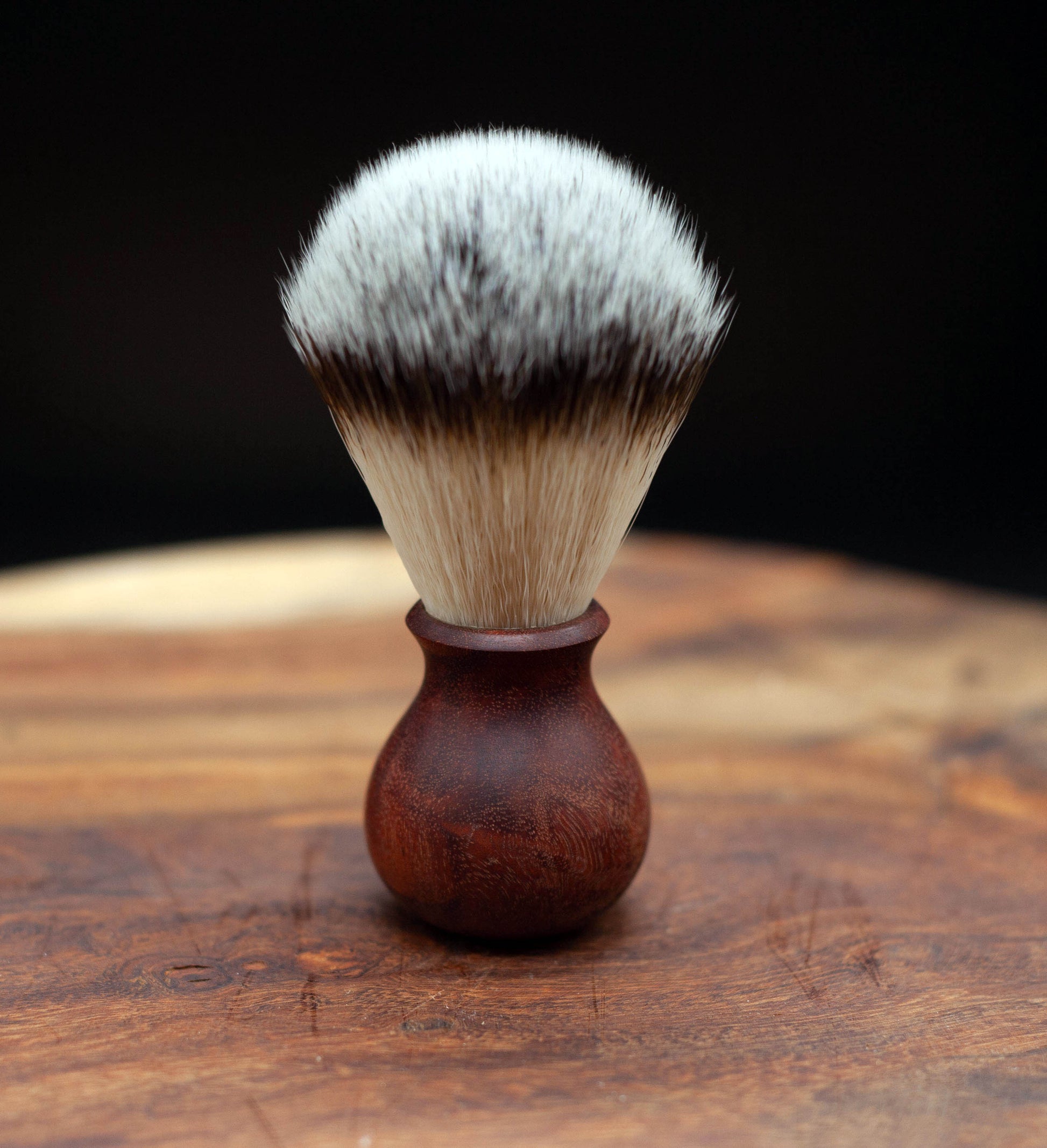 Australian handmade medium to dark brown coloured timber handle Shave brush from Lupus Rex with synthetic knot